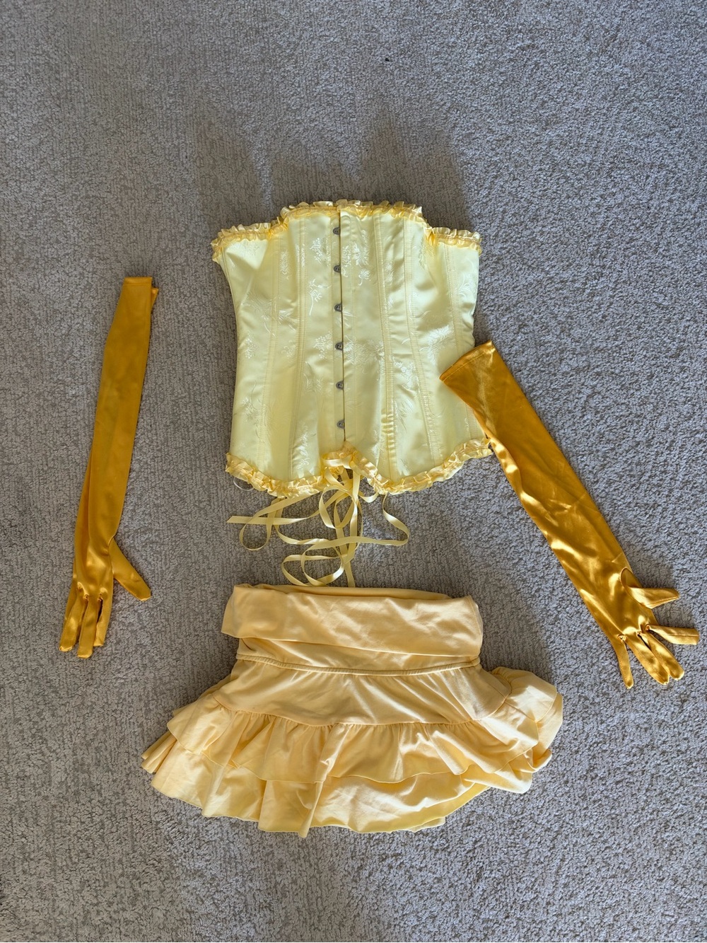 Yellow Princess Belle Corset & Skirt Costume Set with Gold Gloves